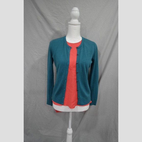 NY&Co XS Teal Cardigan with Teal Crystal Button - Picture 4 of 9